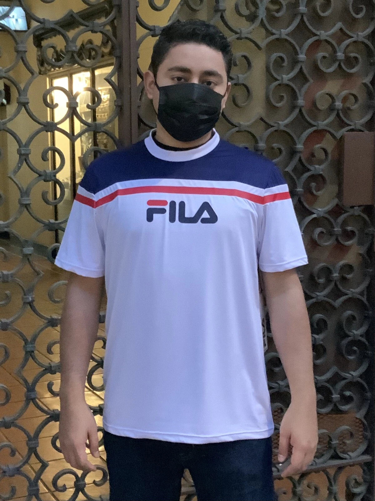 Men's Fila White | Navy | Red Short Sleeve Tee Shirt