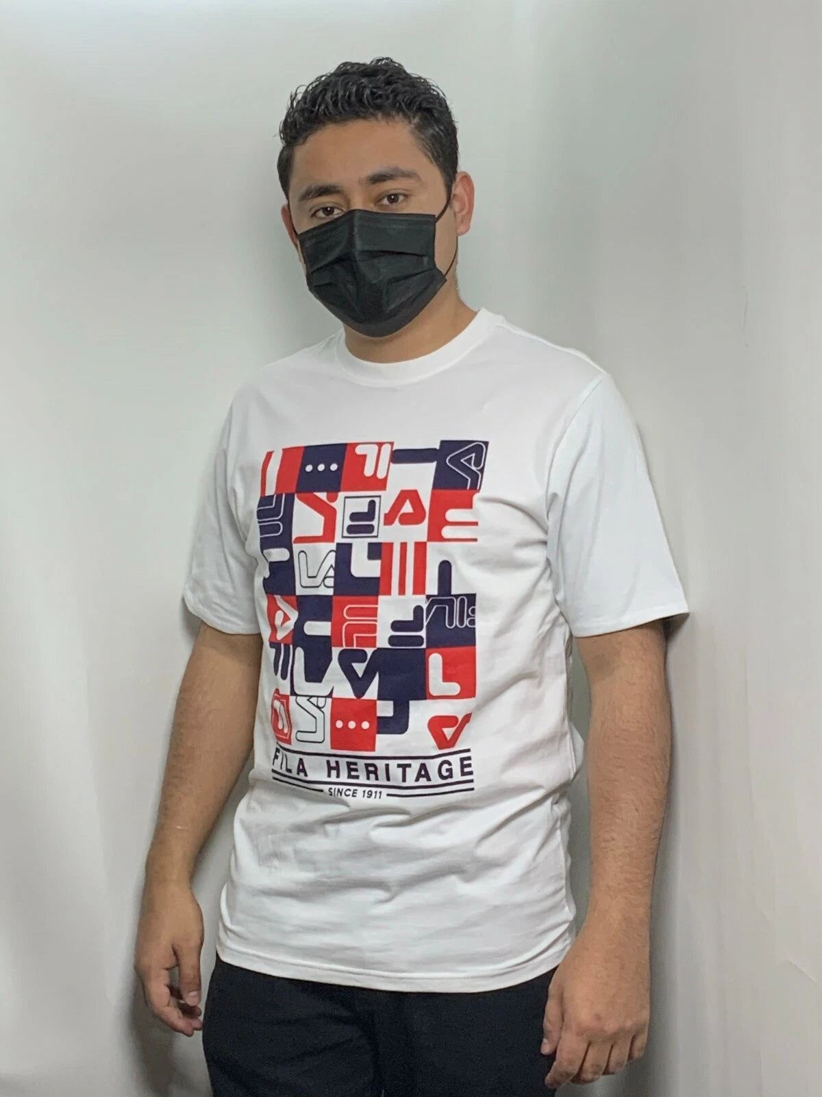 Men's Fila White | Navy | Red Short Sleeve Tee Shirt