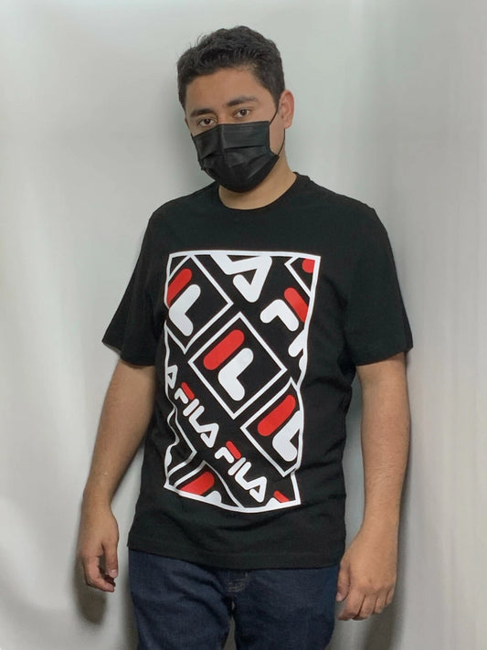 Men's Fila Black | White | Red Short Sleeve Tee Shirt