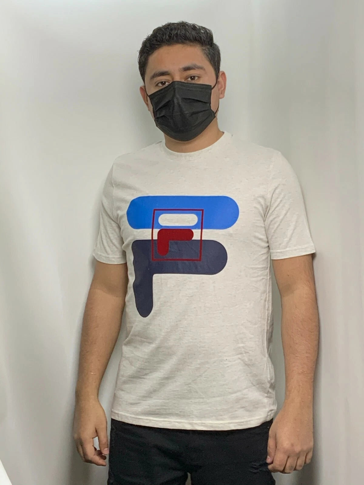 Men's Fila Cream | Navy | Blue | Red | White Signature Short Sleeve Tee Shirt