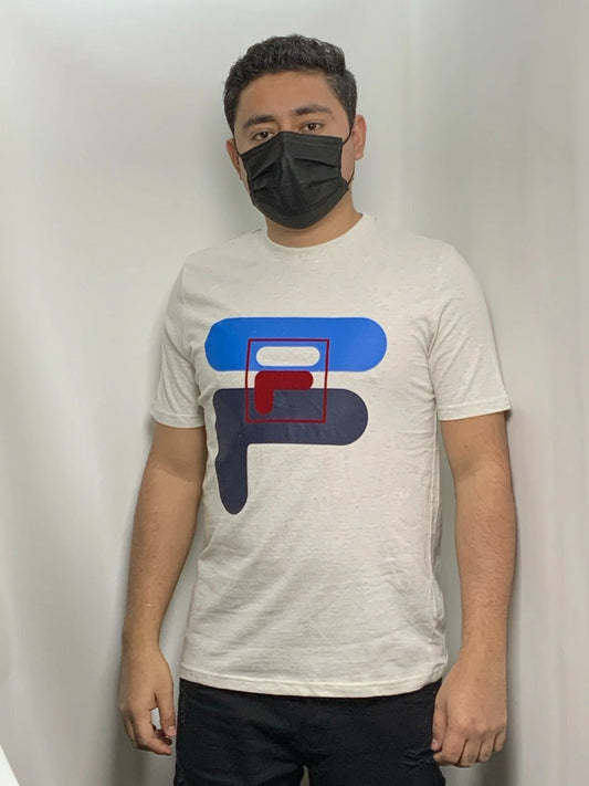 Men's Fila Cream | Navy | Blue | Red | White Signature Short Sleeve Tee Shirt