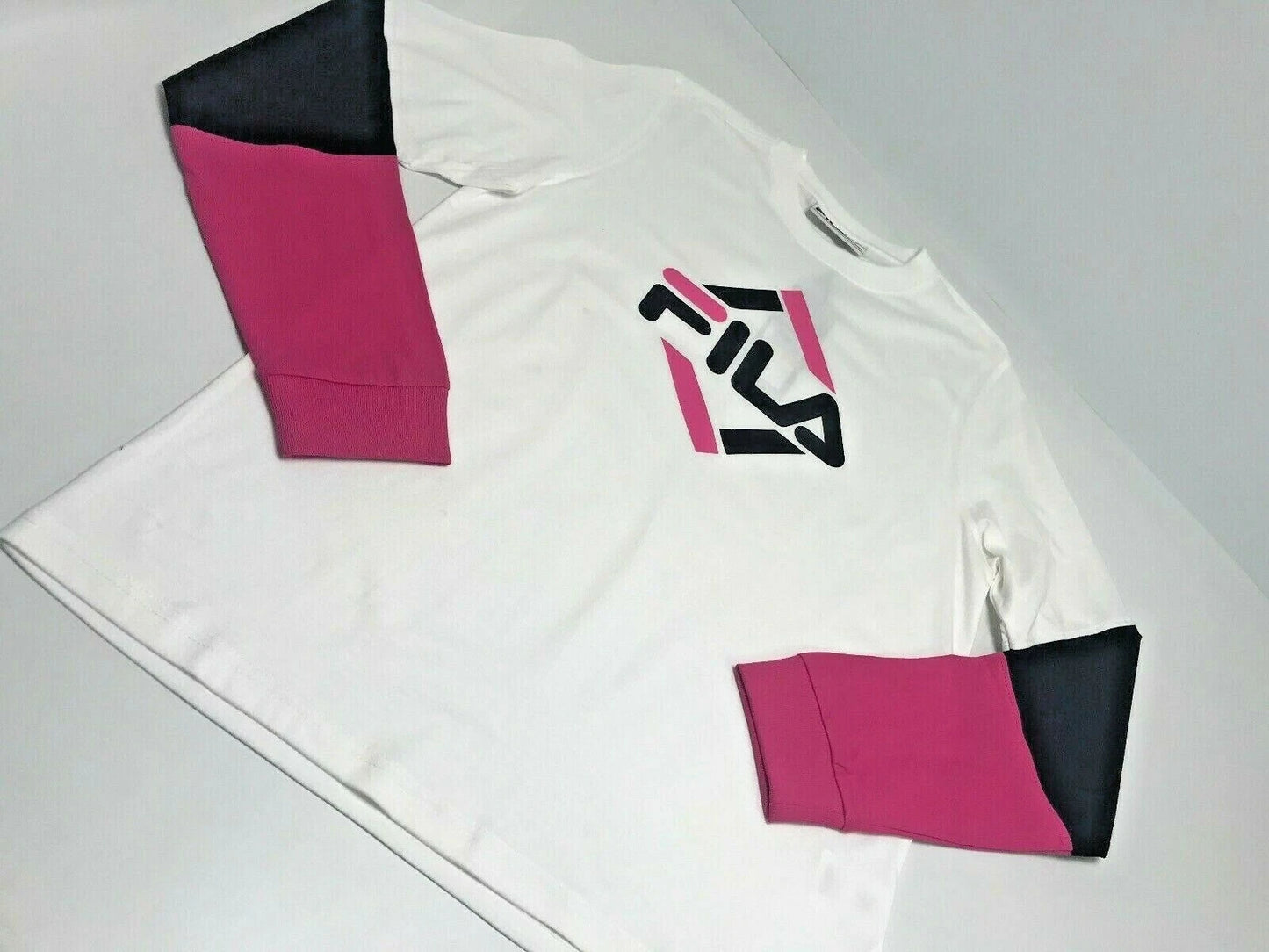 Men's Fila White | Pink | Black Long Sleeve Tee Shirt