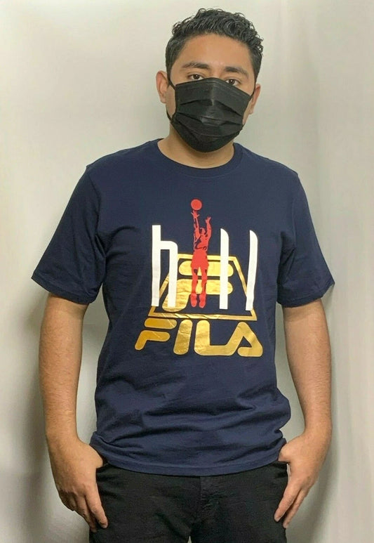 Men's Fila Navy | Gold | Hill Short Sleeve Tee Shirt