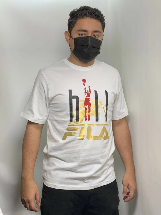 Men's Fila White | Golden Logo Short Sleeve Tee Shirt