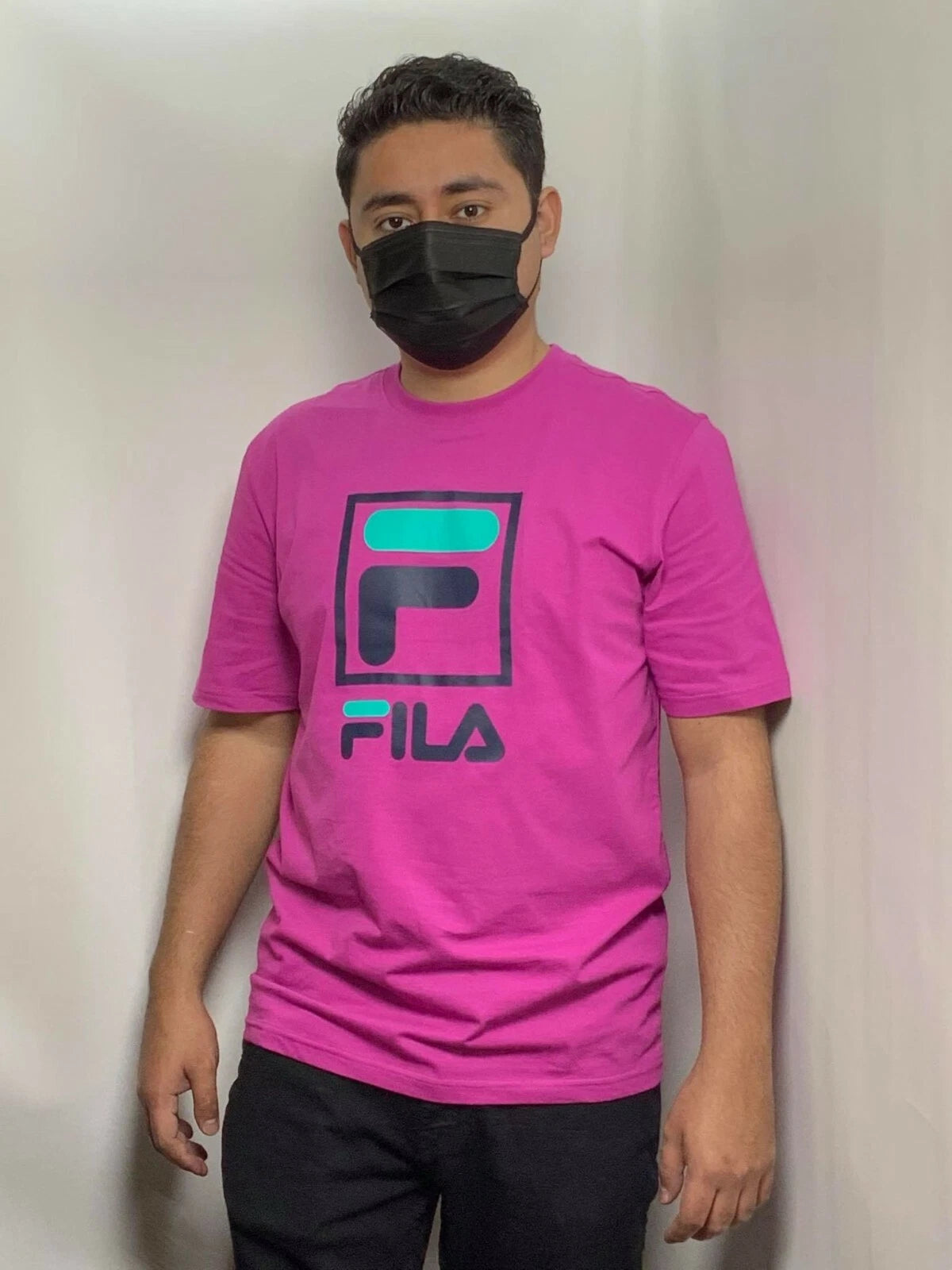 Men's Fila Fuschia | Black Short Sleeve Tee Shirt