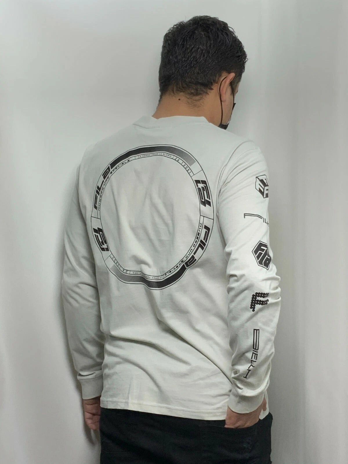 Men's Fila White | Black Long Sleeve Tee Shirt