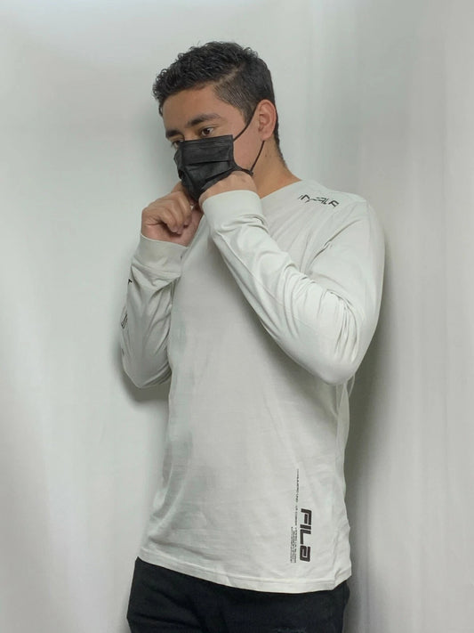 Men's Fila White | Black Long Sleeve Tee Shirt