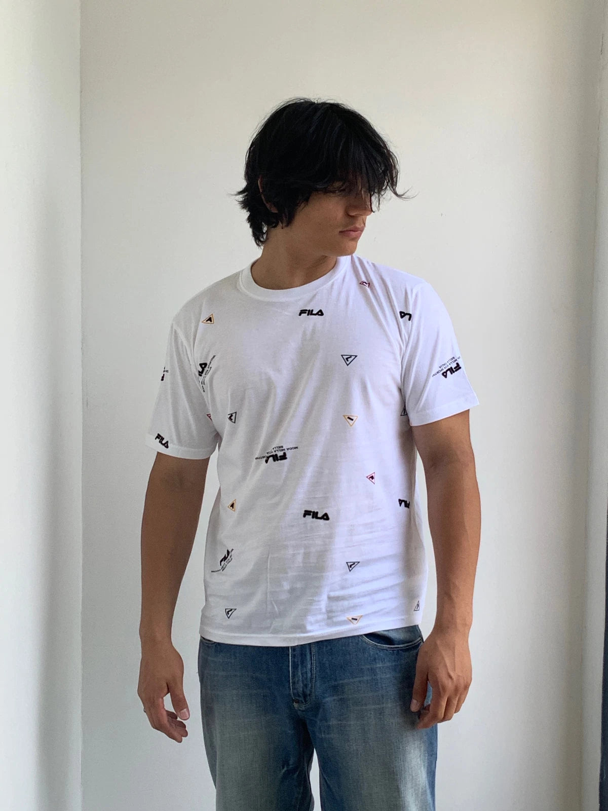 Men's Fila White All Over Short Sleeve Tee Shirt