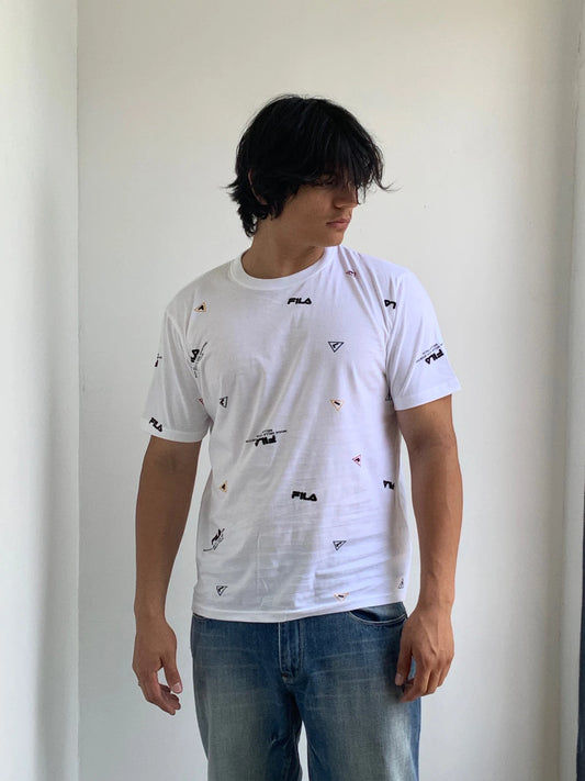 Men's Fila White All Over Short Sleeve Tee Shirt