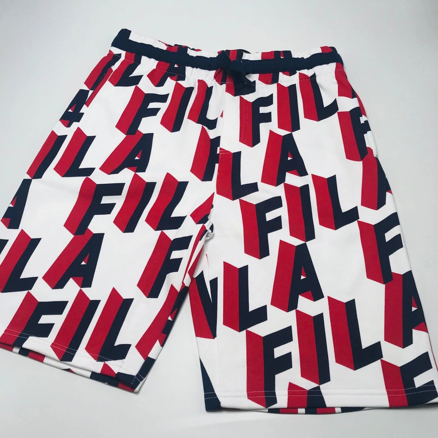 Men's Fila White | Navy | Red All Over Fleece Short
