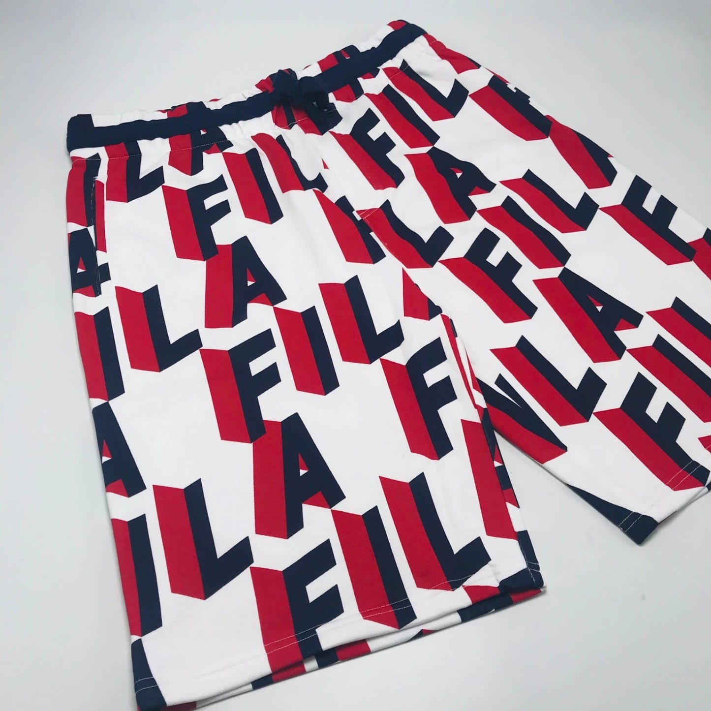 Men's Fila White | Navy | Red All Over Fleece Short