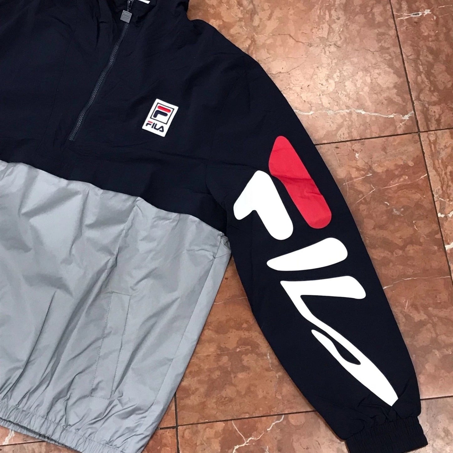 Men's Fila Navy | Silver Windbreaker Hoodie