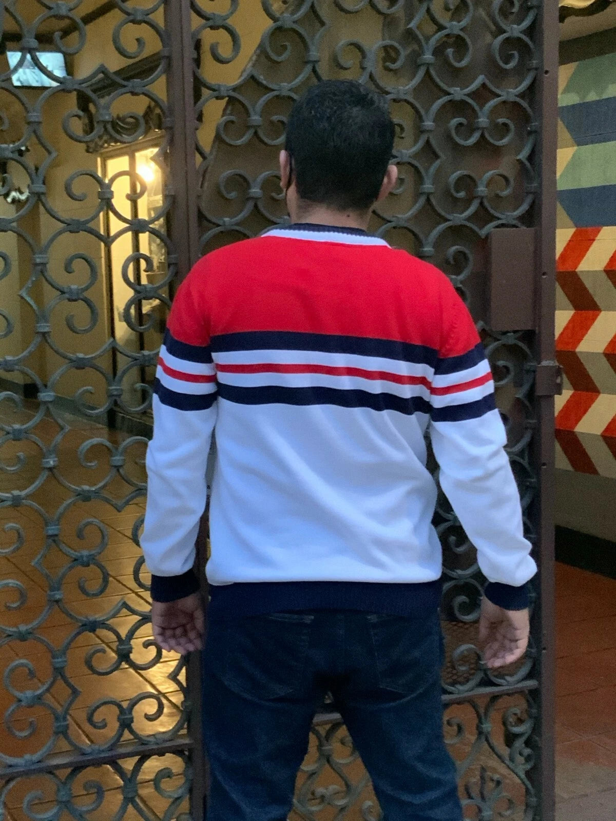 Men's Fila White Red Navy Crewneck Sweater