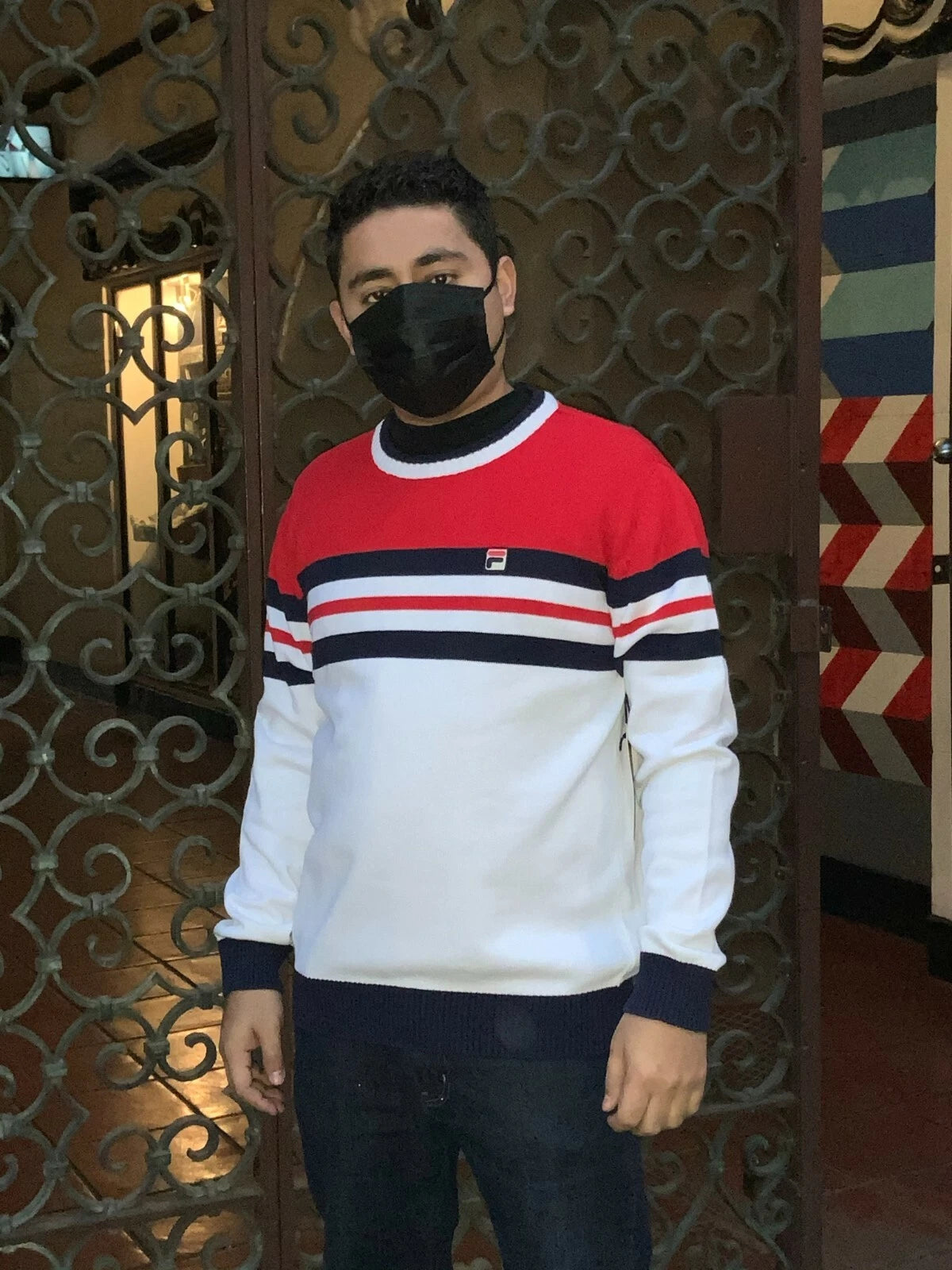 Men's Fila White Red Navy Crewneck Sweater