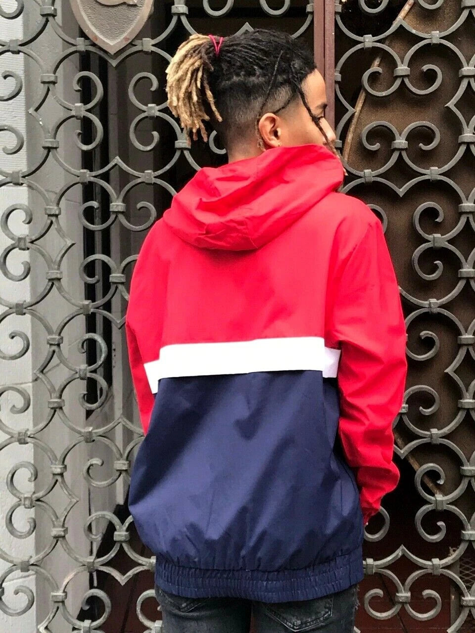 Men's Fila Red | Navy | White Crewneck Fleece Sweatshirt