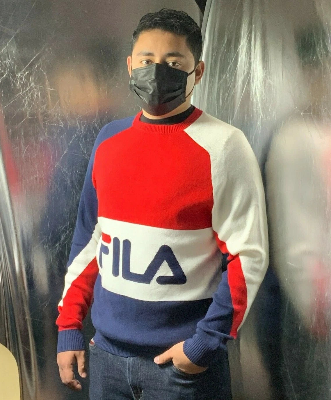 Men's Fila Red White Navy Crewneck Sweater