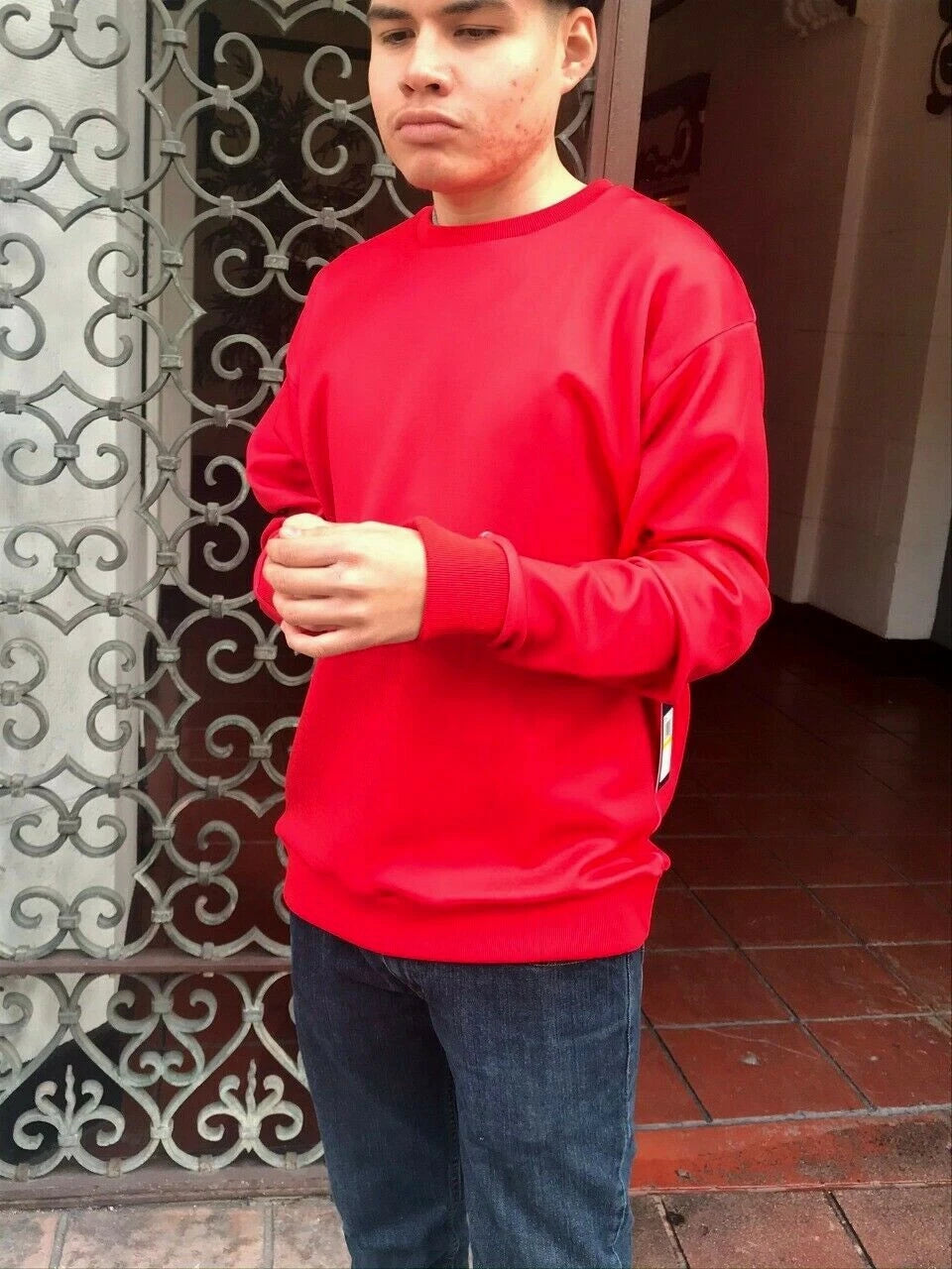 Men's Fila Red Signature Crewneck Fleece Sweatshirt