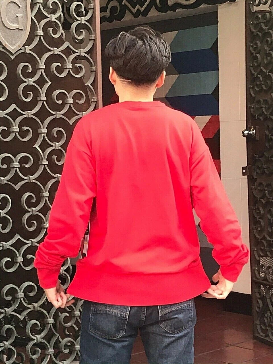 Men's Fila Red Signature Crewneck Fleece Sweatshirt