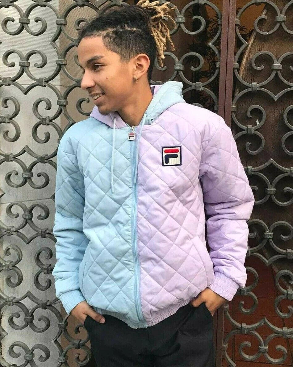 Men's Fila Lt.Blue | Lt.Purple Quilty Hooded Jacket