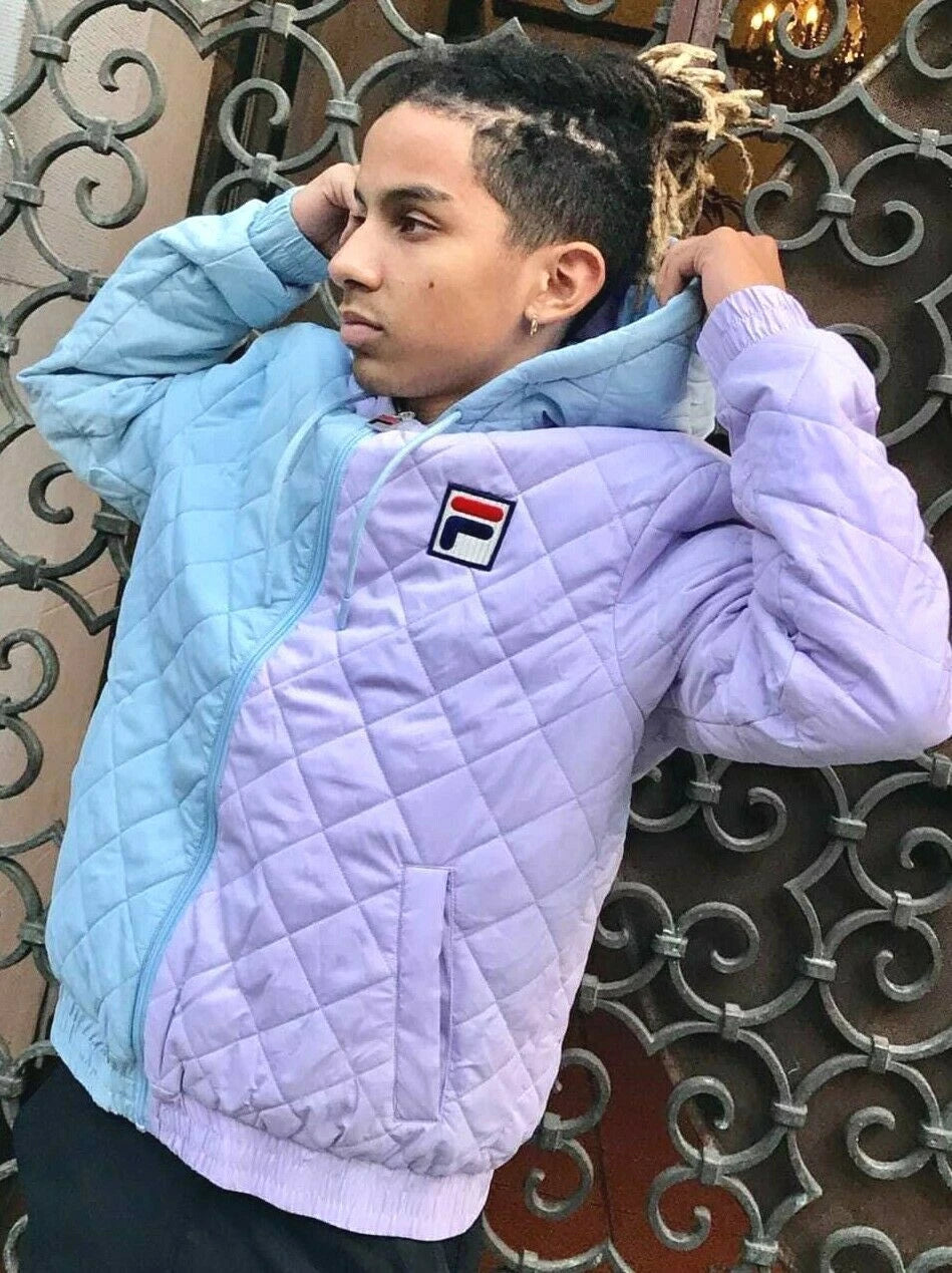Men's Fila Lt.Blue | Lt.Purple Quilty Hooded Jacket