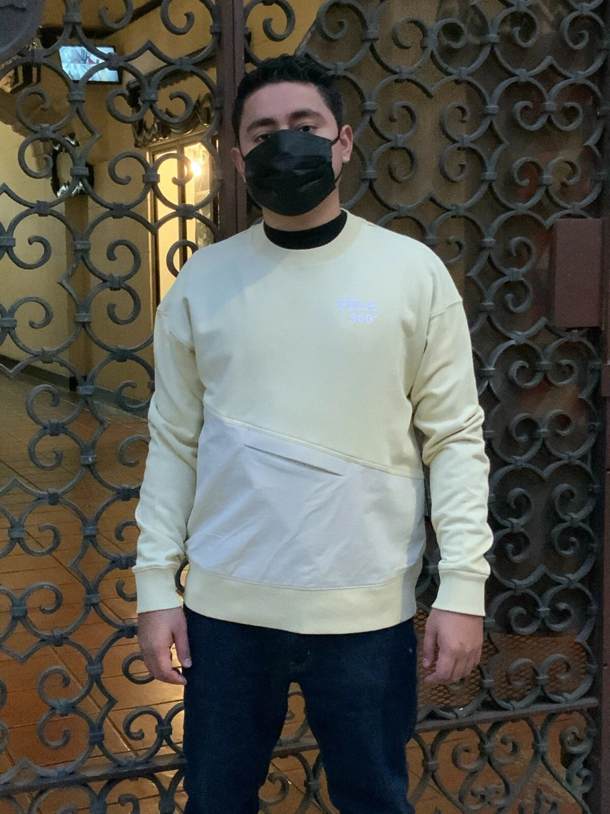 Men's Fila Lt. Yellow | White Long Sleeve Tee Shirt