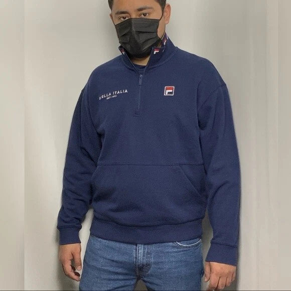 Men's Fila Navy 1/2 Zip Pullover Track Jacket