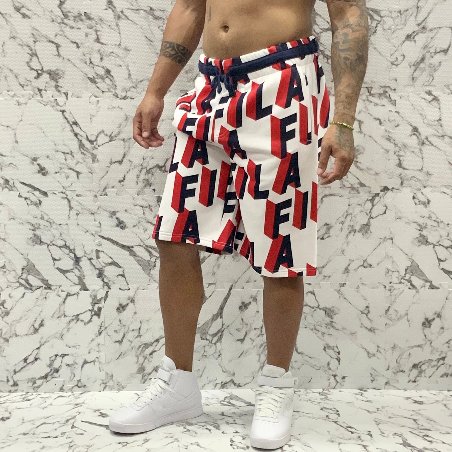 Men's Fila White | Navy | Red Shorts