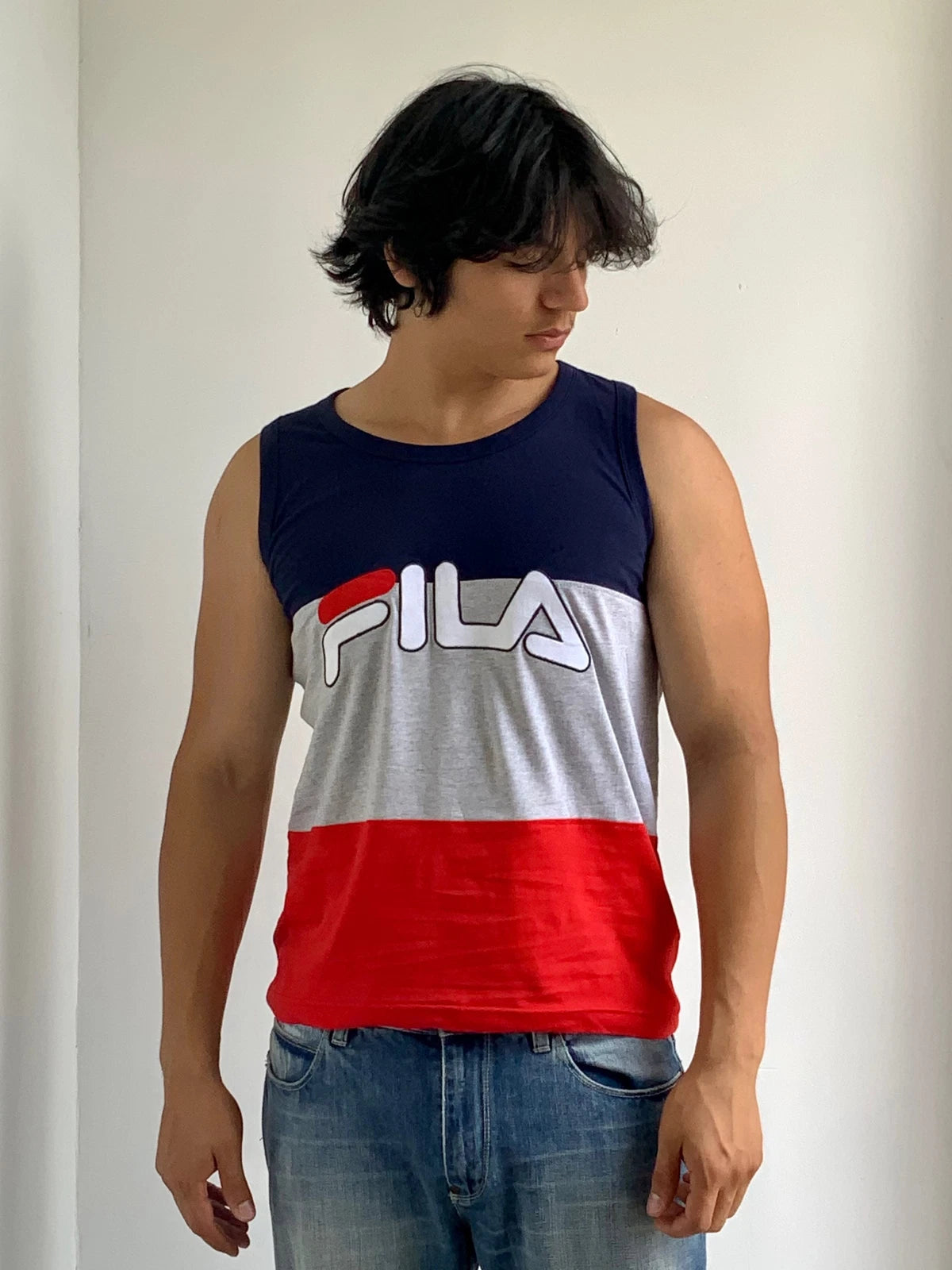 Men's Fila Navy Grey Red Tank Top Shirt