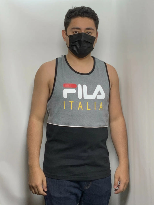 Men's Fila ITALIA Grey | Black Signature Tank Top Shirt