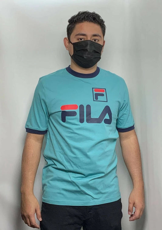 Men's Fila Teal | Navy Tee Shirt