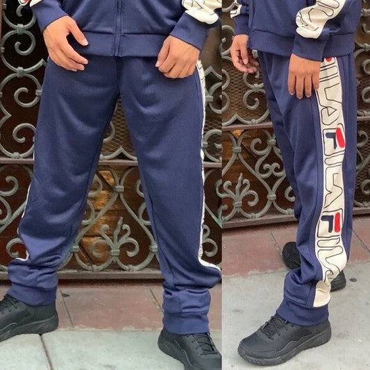Men's Fila Navy | Cream All Over Track Pants