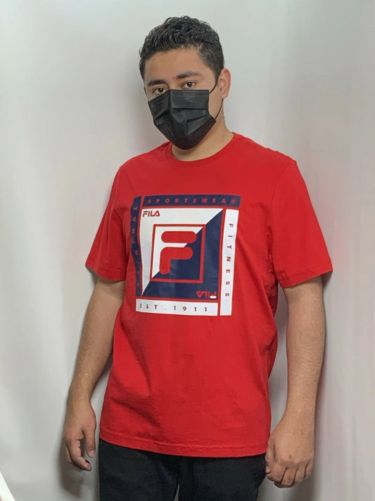 Men's Fila Red | Navy | White Signature Short Sleeve Tee Shirt