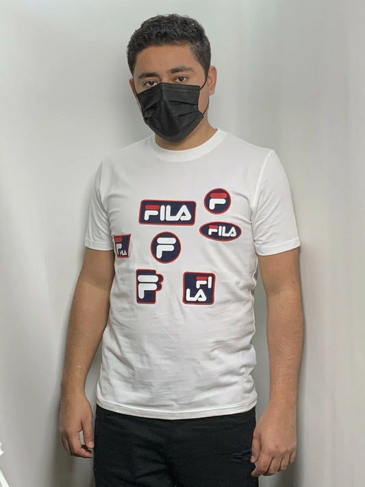 Men's Fila White | Navy | Red Signature Short Sleeve Tee Shirt