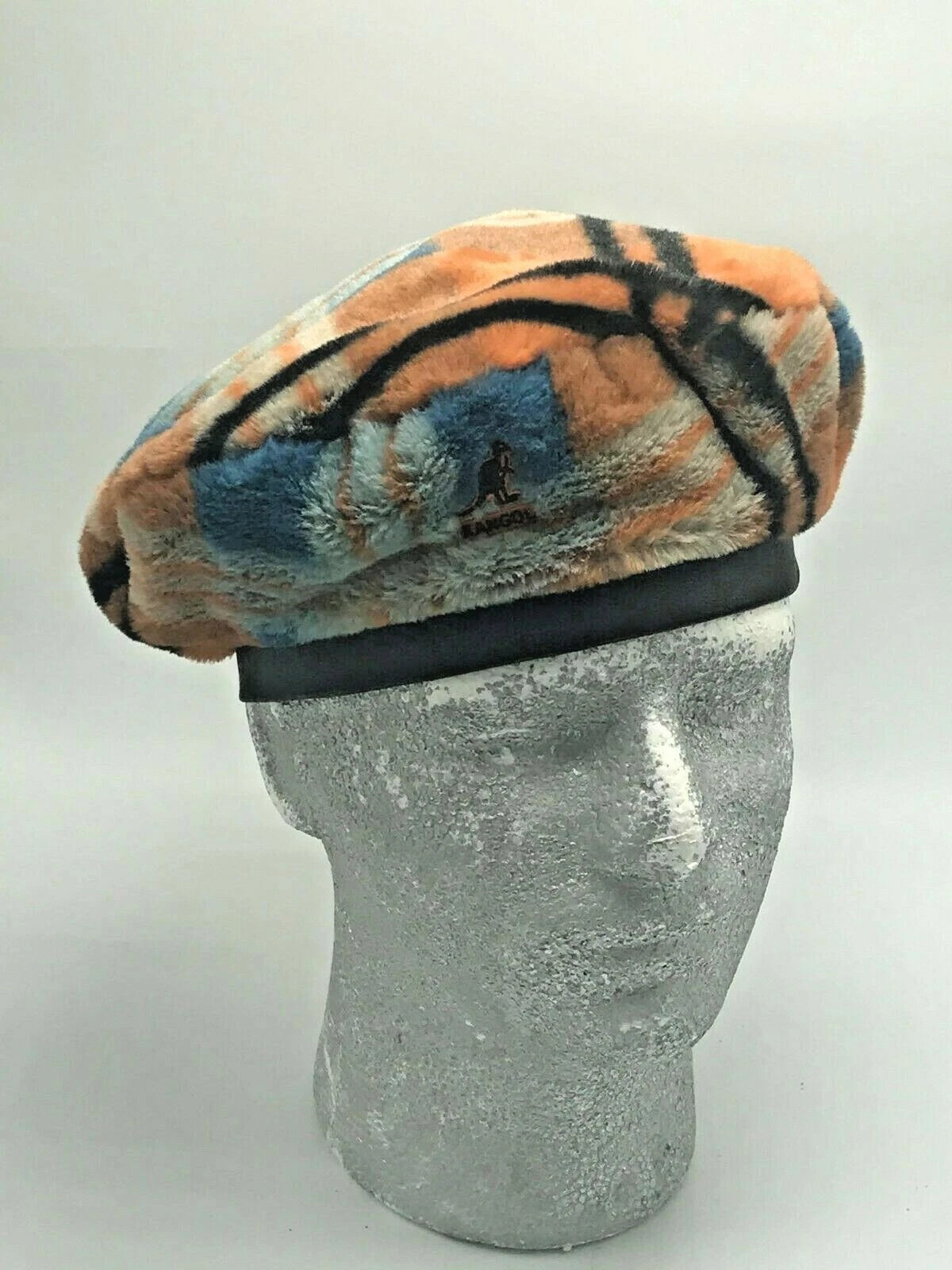 Unisex Kangol Orange | Black | Aqua Faux Fur Beret Hat