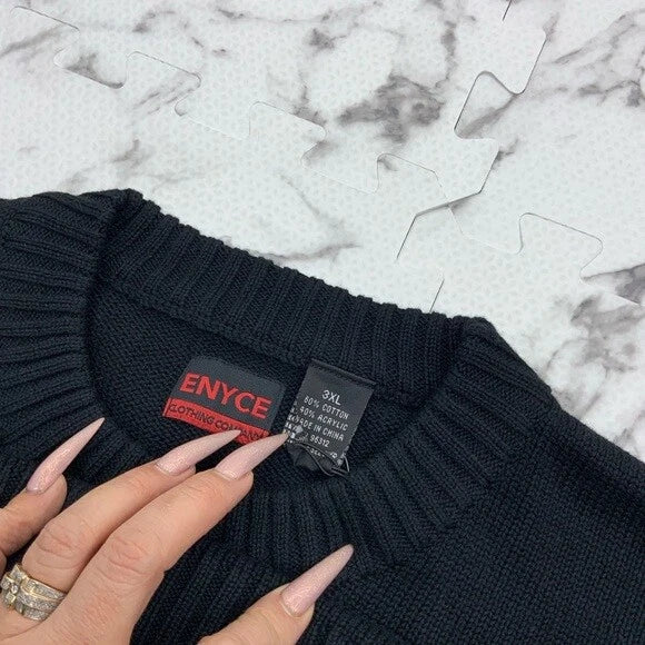 Men's Enyce Black Multicolor Crewneck Sweater