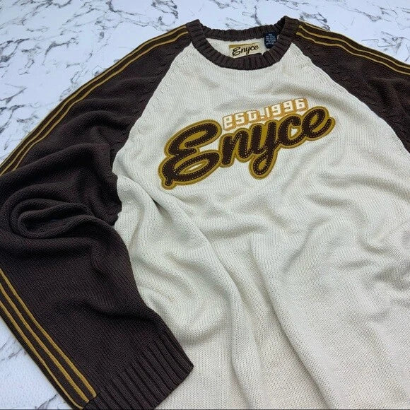 Men's Enyce Brown Cream Crewneck Sweater