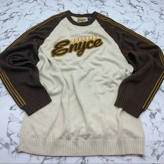 Men's Enyce Brown Cream Crewneck Sweater