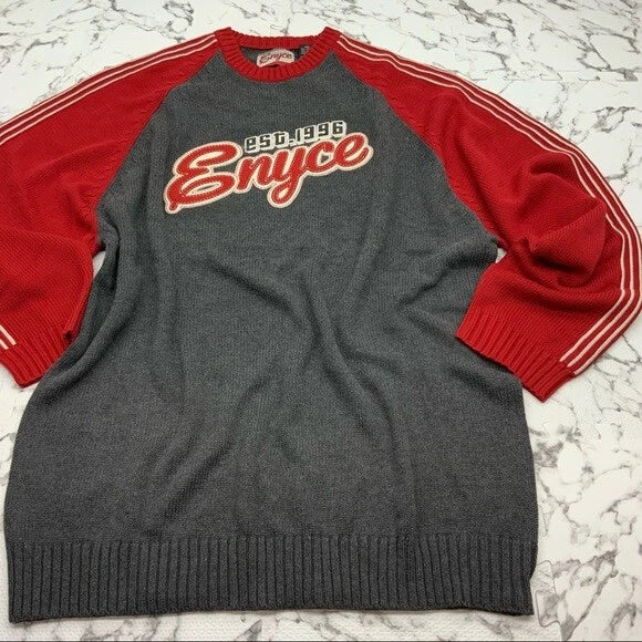 Men's Enyce Red Charcoal Grey Crewneck Sweater