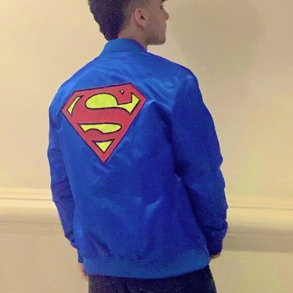 Men's Blue Superman Signature Lightweight Satin Jacket