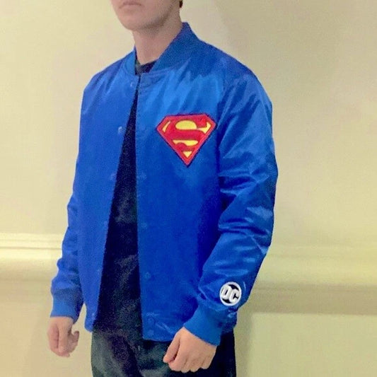 Men's Blue Superman Signature Lightweight Satin Jacket