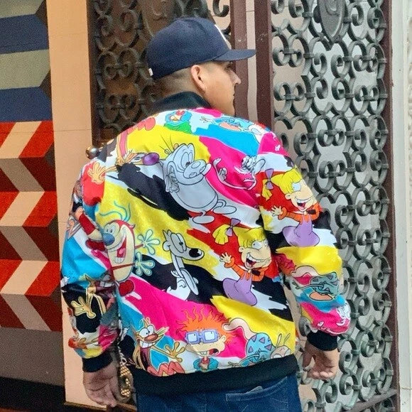 Men’s Nick Retro Camo Multicolor Lightweight Satin Jacket