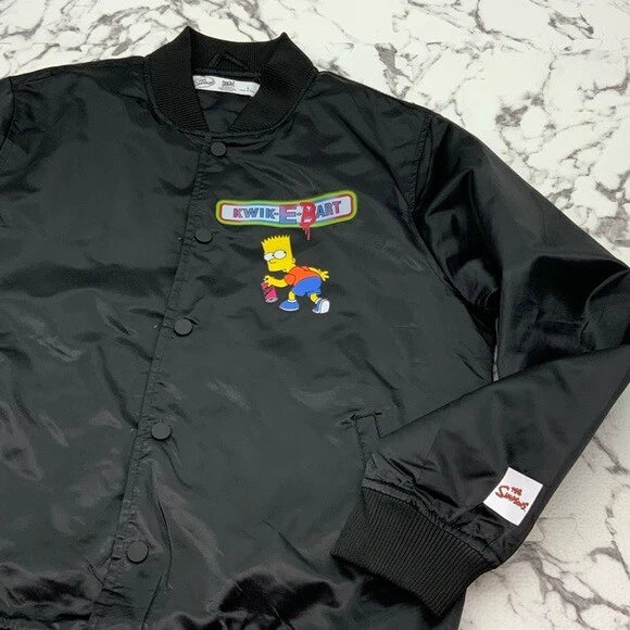 Men's Black Kwik-E-Bart Lightweight Satin Jacket