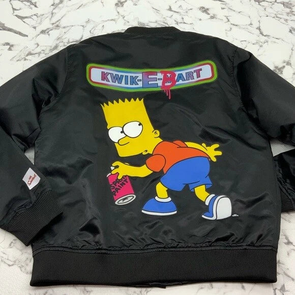 Men's Black Kwik-E-Bart Lightweight Satin Jacket
