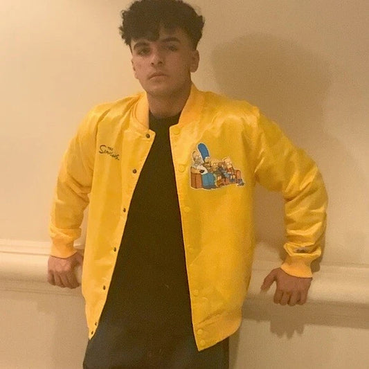 Men's Yellow The Simpsons Family Lightweight Satin Jacket