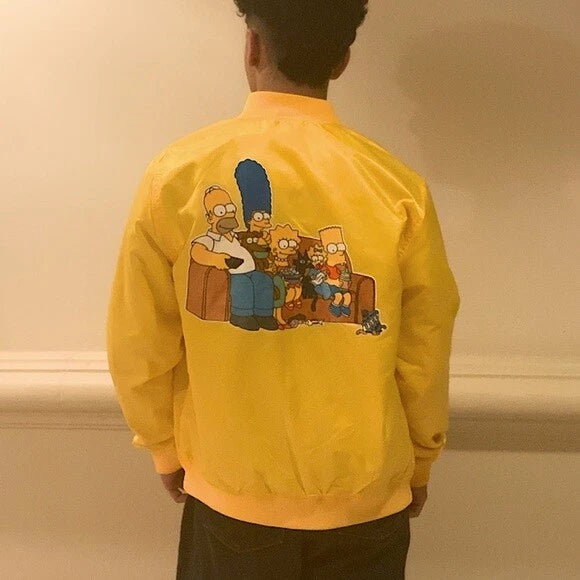Men's Yellow The Simpsons Family Lightweight Satin Jacket