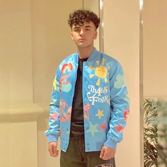 Men's White That’s All Folks Lightweight Satin Jacket