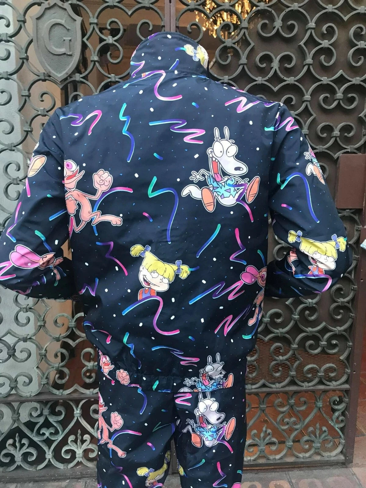 Men's Nickelodeon Navy | Multicolor All Over Windbreaker Tracksuit