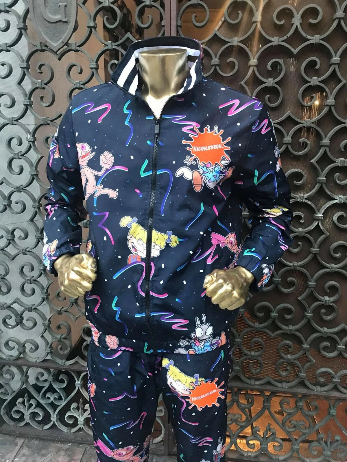 Men's Nickelodeon Navy | Multicolor All Over Windbreaker Tracksuit