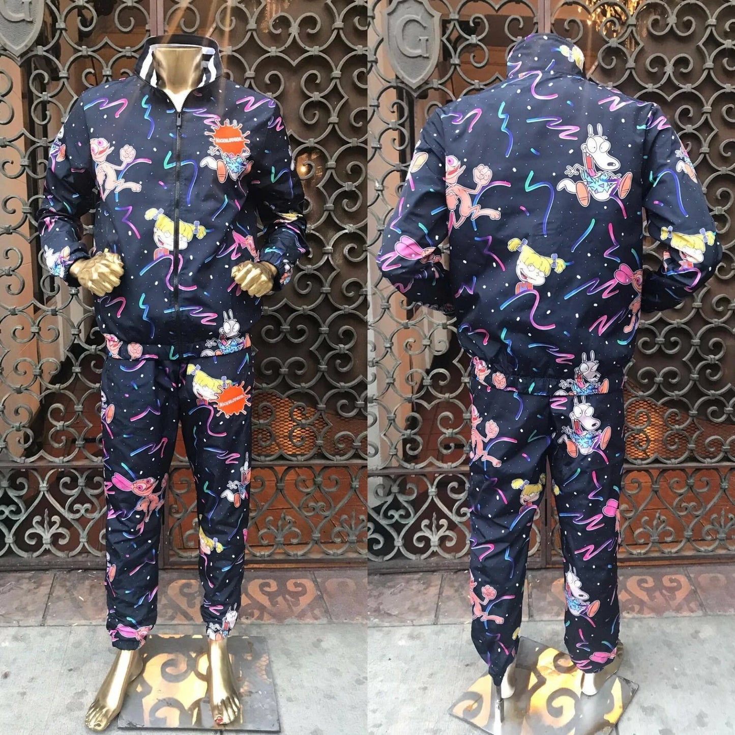 Men's Nickelodeon Navy | Multicolor All Over Windbreaker Tracksuit