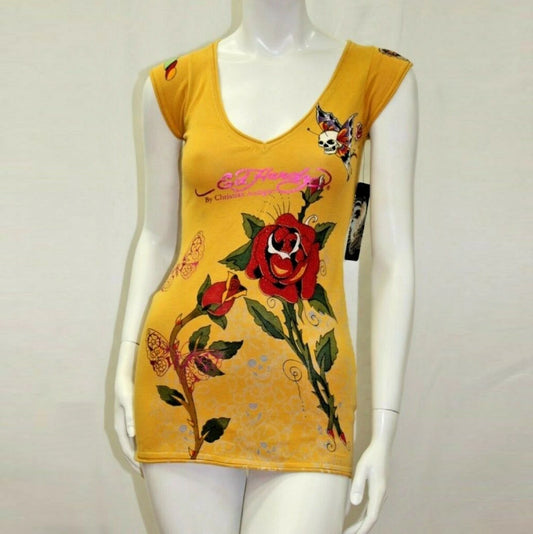 Women's Ed Hardy Tiger Mustard Tunic